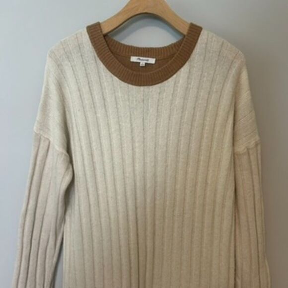 Madewell Womens (Re)sourced Ribbed Midi Sweater Dress Size Medium Antique Cream - Picture 3 of 16